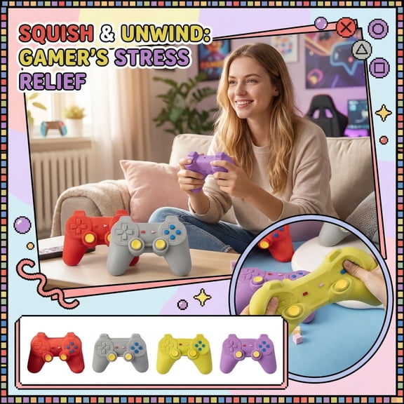 Squeeze Game Controller, Game Controller Shaped Anxiety Stress Relief, Malt Sugar Balls, Sensory Toys for Autism, Fidgets for Stress Relief (1PC-Random Color)