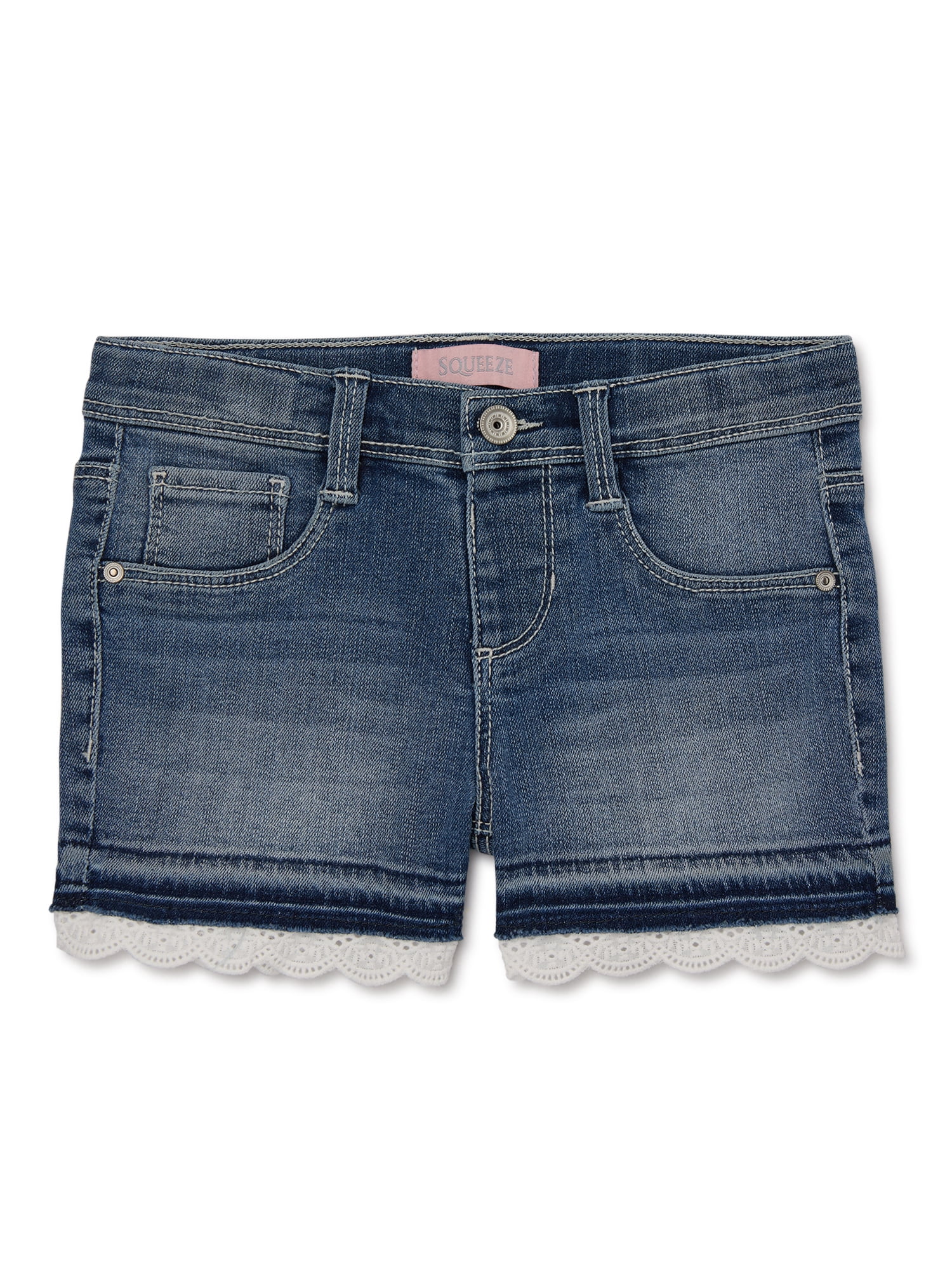 Squeeze Girl’s Denim Shorts with Lace Hem, Sizes 4-6X