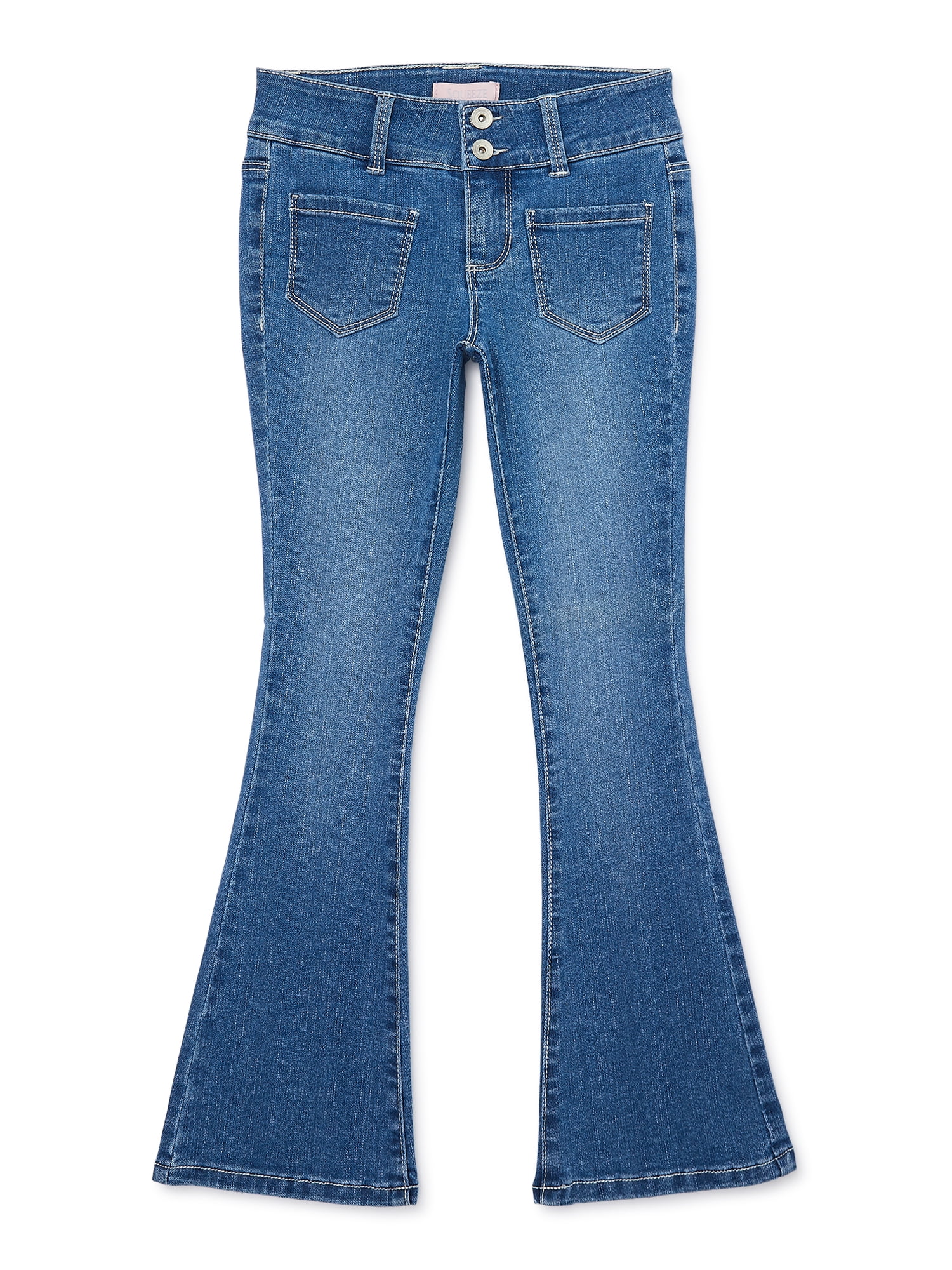Squeeze Girls' Patch Pocket Flare Jeans, Sizes 7-12 - Walmart.com
