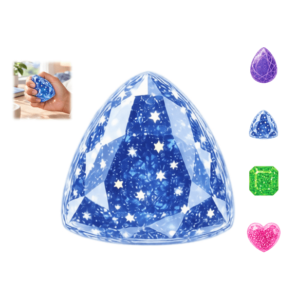 Squeeze Jelly Gems Fidget Toys, Jelly Gem Stress Squeezer, Shimmering Glitter Fill, Great Desk Fidget Toy To Ease Daily Pressure,Blue