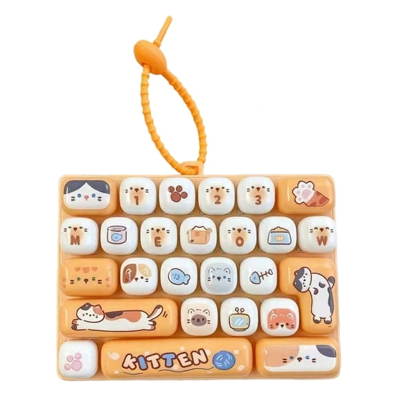 Squeeze Keychain Mini Keyboard Squeeze Yellow Colorful Kitten Design 1 Pack Sensory Relaxation Toys for Student Students Bag Accessory Small Gift