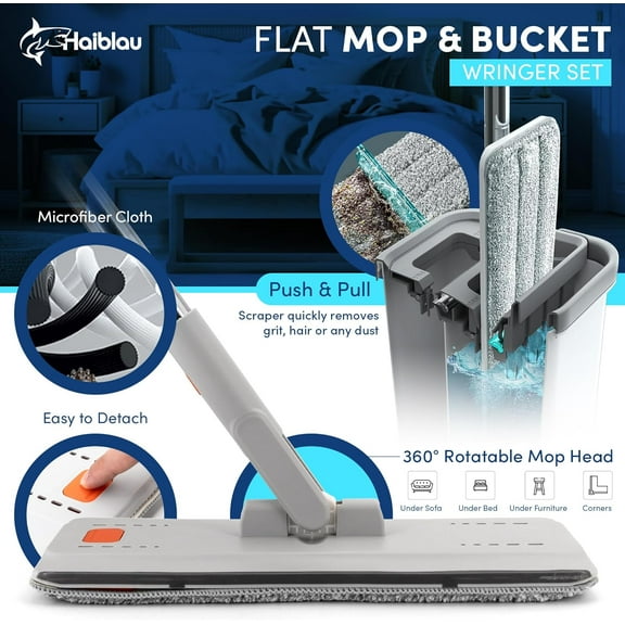 -Squeeze Mop & Bucket Wringer Set for Efficient Home Cleaning
