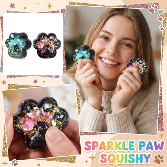 Squeeze Object with Glitter Print Cartoon Style Design, Color Shipped Randomly, 2-Pack