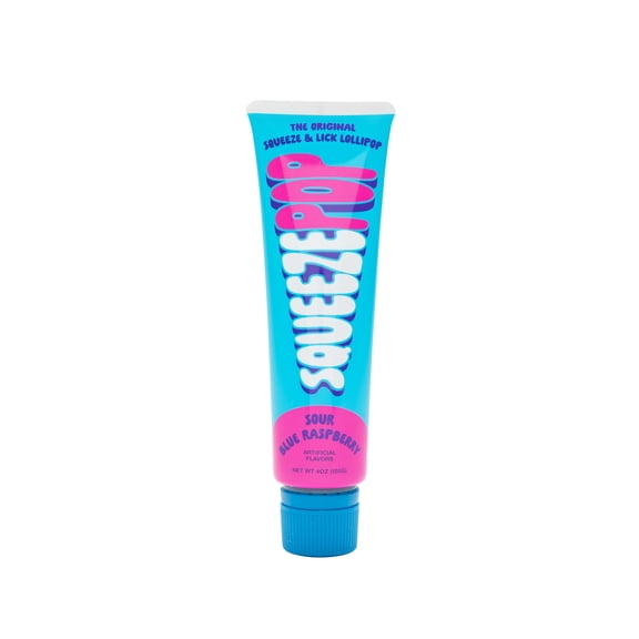 Iconic Candy Nut-Free Blue Raspberry Squeeze Pop Lollipop, 4 oz Tube