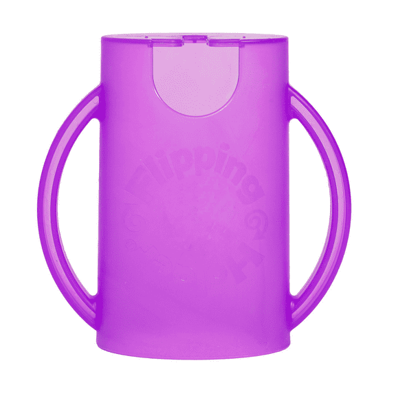 Squeeze Proof Flipping Holder ORIGINAL (without lid) for Food Pouches & Juice Boxes (Purple) - Multipurpose Design - Prevent Messes & Support Self-Feeding - Handles for Easy Grasping