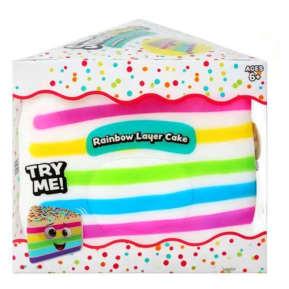 Squeeze Rainbow Cake- 3.93Inch Ultra-Soft Slow Rising Jumbo Squishy Rainbow Cake, Stress Relief Toy for Adults, Focus & Relaxation