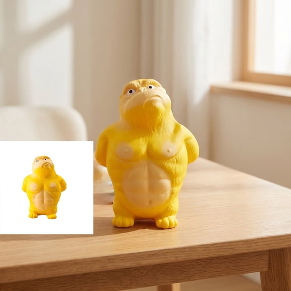 Squeeze Relaxation, Slow Rising Stress Ball, Relaxation Gifts, Desk Toys for Office for Adults, 6X3.5 in Stretchy Yellow Gorilla Pu Squeeze Toys, Durable Soft Squeeze for Daily