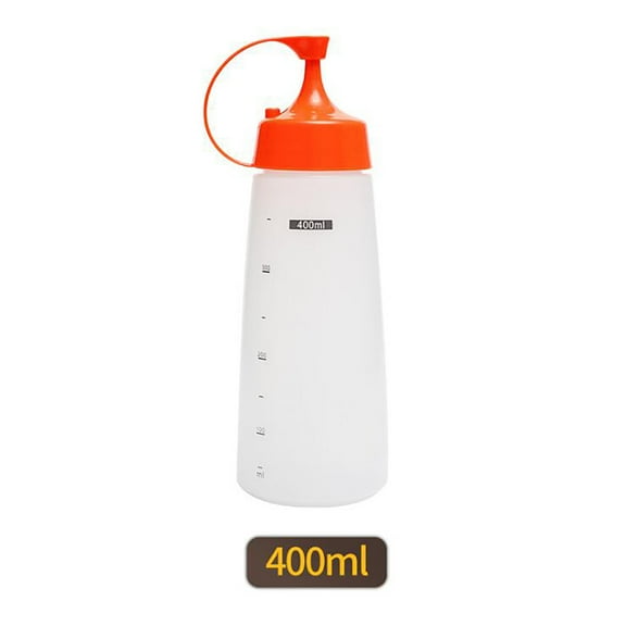 Squeeze Sauce Bottle,Plastic Dressing Dispenser with Measurement Scale & Precision Tip,For Salad Ketchup Oil,1PC,Orange