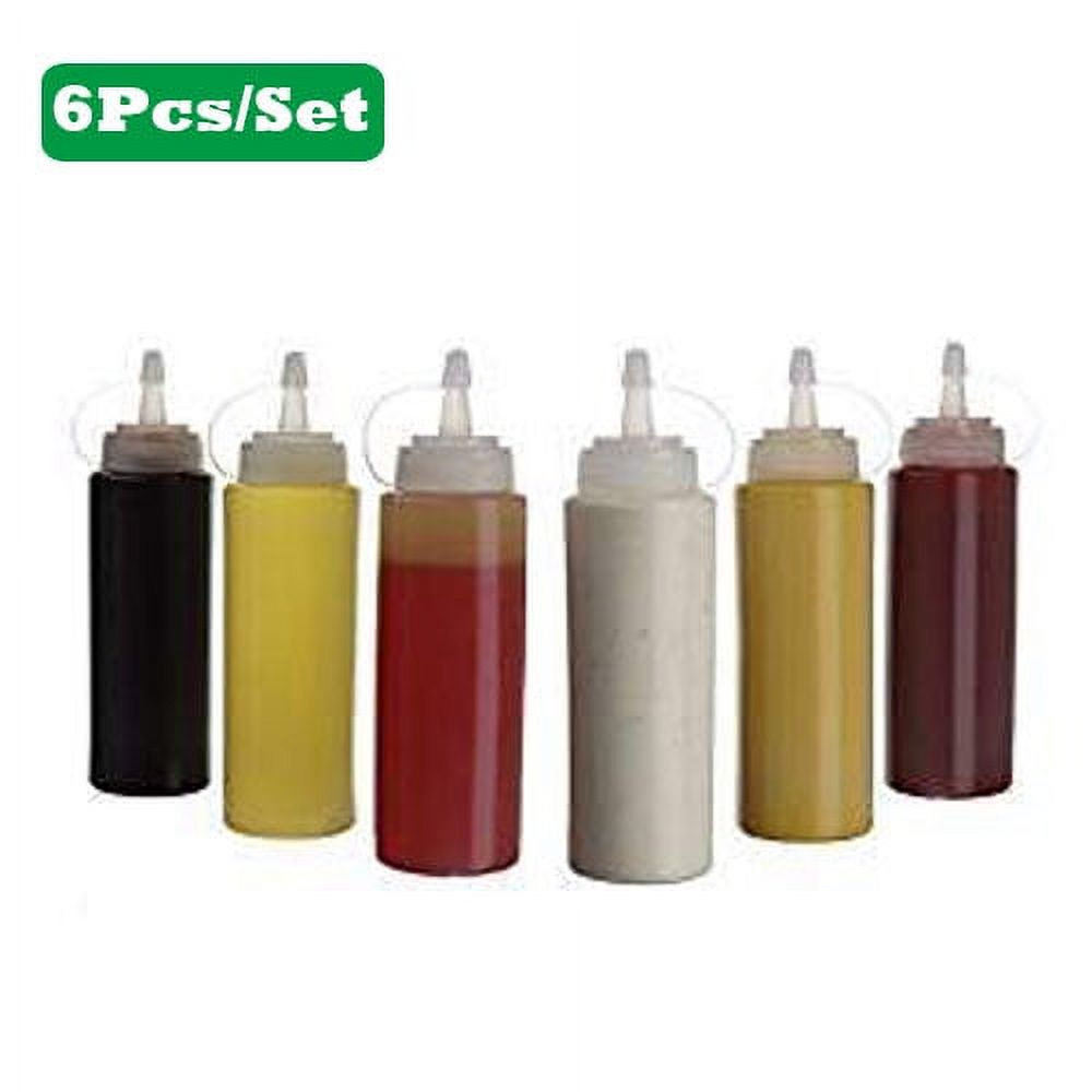 Squeeze Sauce Bottles 8 Ounce 6 Pack Condiment Bottles With Attached