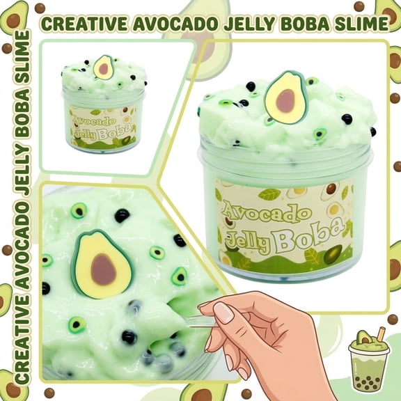 Squeeze Sensory Toys Stress ToysforKids, 70Ml Avocado Jelly Boba Modeling Material, Soft Modeling Modeling Material, Plastic Container, Sensory Squeeze Toys, Craft Suppliesfor