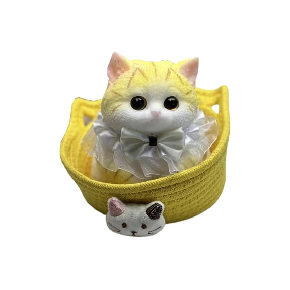 Squeeze Slow Rising, Cat Squeeze, Relaxation Toy, Stuffed Cat, Plush Cat, Decorative Basket, Cat Bow Tie, 3 Set, Cat Decorations, Cream Accent, Sensory Toy