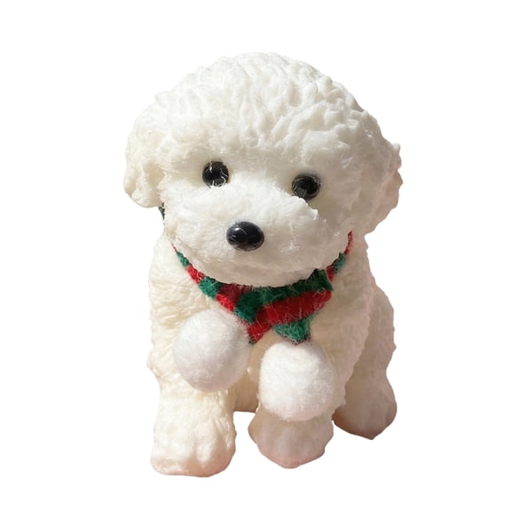 Squeeze Squeeze, Plush Toy, 4X4 In, White Puppy, Lace Collar, Relaxation Plush, Cute Desk, Desk Decoration, Gift, Slow Rebound, 1 Pc