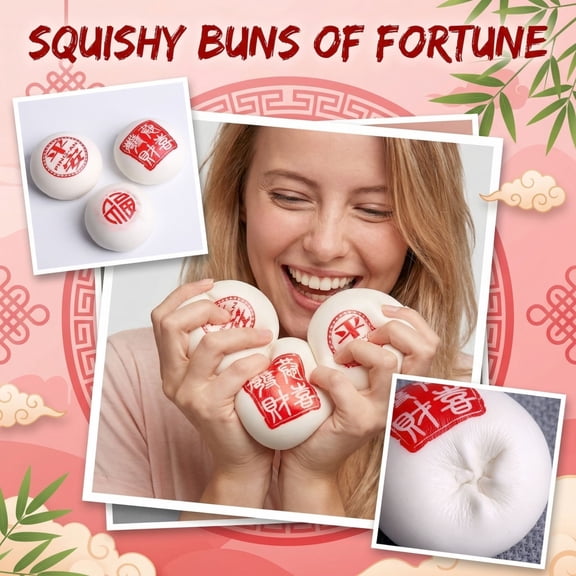 Squeeze Squeeze, Squeeze Bun, Slow Rising Squeeze, 3inRound, Stress Toy, Squeeze Keychain, Foam Balls, Calming, White Red, 1 Pc