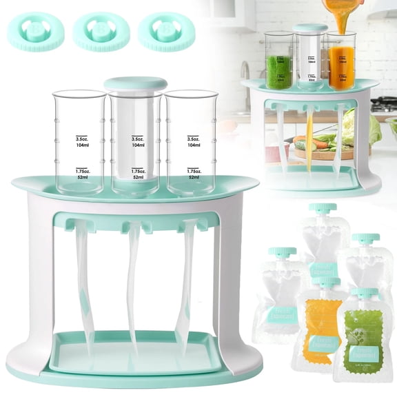 Squeeze Station, Baby Food Maker & Pouch Filler with 5 Portable Bags, Reusable Fruit Puree Pouch Filling Maker, BPA-Free, Dishwasher Safe - Homemade Baby Food Essential