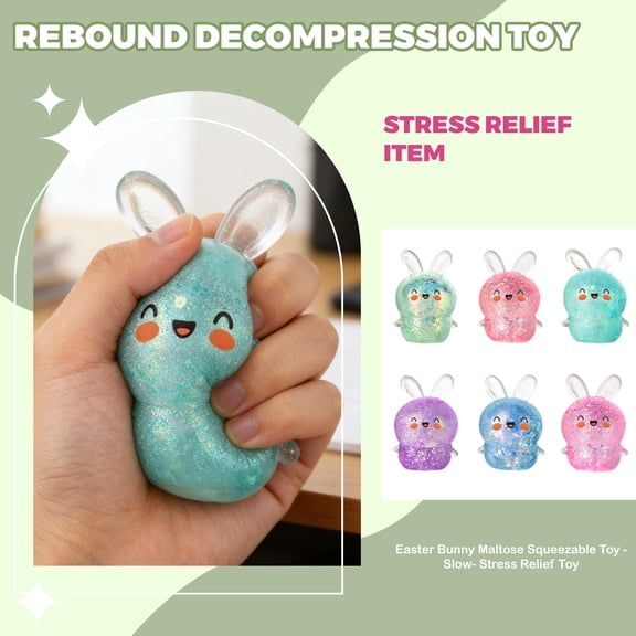 Squeeze Stress Ball, Slow Rising Stress Ball, Easter Basket FillersforKids, Easter Basket Stuffers, Party FavorsforKids, Stress Ball Squeeze, Glitter Squeeze, Pink, 3 In, 1 Pc