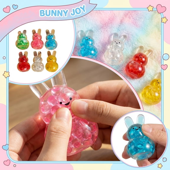 Squeeze Stress Ball, Stress Ball Squeeze, Easter Bunny Stress Balls, Relaxation Relief Items Squeeze, Clear Red Tint, 3 in Height, Stretchy Squeeze Toys, 1 Pc, Mini Bunny Hug Cute