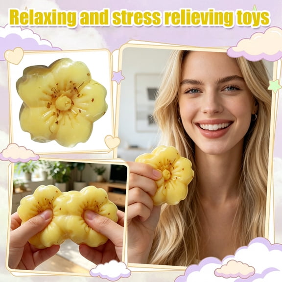 Squeeze Stress Relief Osmanthus Rice Cake Squishy, Slow Rise Flower Scented Fidget for Anxiety Relief and Desk Calming,Independence Day Focus & Relaxation Gift