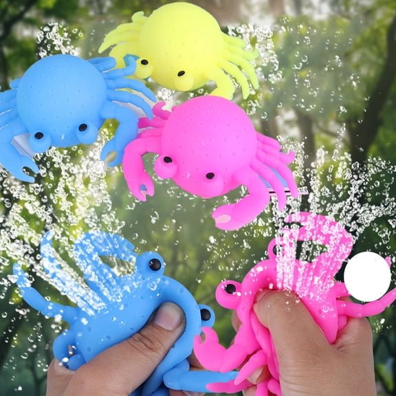 Squeeze Stress Relief Water-Absorbing Crab, Soft Squeeze Sensory Fidget for Anxiety Calming & ADHD Focus Support, Water Friendly Relaxation Accessory for Bath & Pool Use