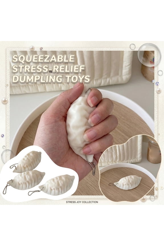 Squeeze Stress Toy, Squeeze Toy, Squeeze Dumpling Toy, 4X2 In, Relaxation, Keychain Squeeze, Toy Food, Off White, 1 Pc