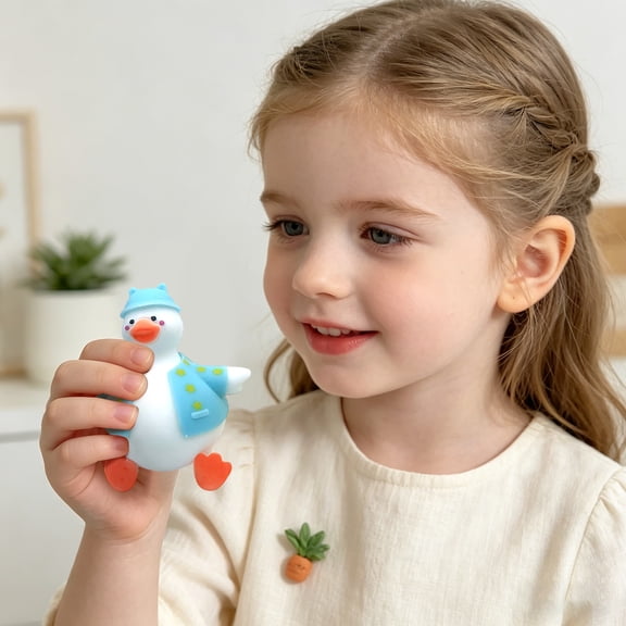 Squeeze Stress Toys, Dressed Duck Sensory Squeeze Toys, Silicone Rubber Build, Single Unit Relaxation for Adult Office Use