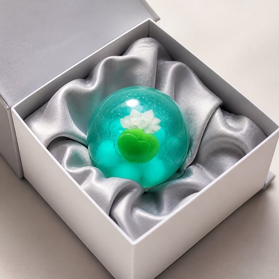 Squeeze Stress Toys, Gel Squeeze Stress Ball, Squeeze Balls for Relaxation, Relaxation Relief Items Squeeze, 2.5 Inch Diameter Mint Lotus Design Transparent Squeeze Toys for Daily