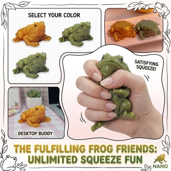 Squeeze Stress Toys, Relaxation Squeeze Toys, Squeeze Slow Rising, Squeeze, Soft Green Frog Figurine, 3X2X1.5 Inch Portable Size, Smooth Surface for Casual Squeezing at Home,