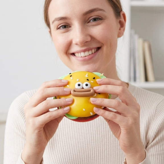 Squeeze Stress Toys, Stress Ball Squeeze, Squeeze Toys for Student, Adhd Squeeze Toys Adults, 3X3X2 in Cartoon Expression Burger Soft Squeeze Toys for Quiet