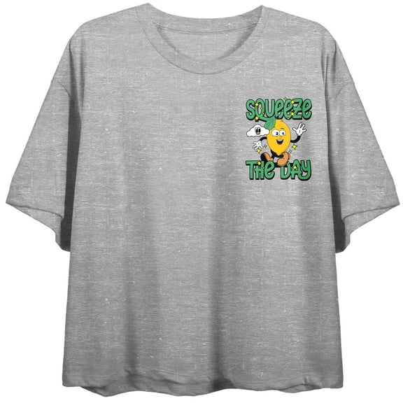 Squeeze The Day Crew Neck Short Sleeve Light Mint Women's Crop Top-Medium