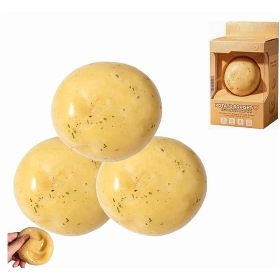 2026 Upgraded Potato Squishy Toy, Realistic Mashed Potato Stress Ball Shapeable Squeeze Toy for Anxiety Relief (3Pcs)