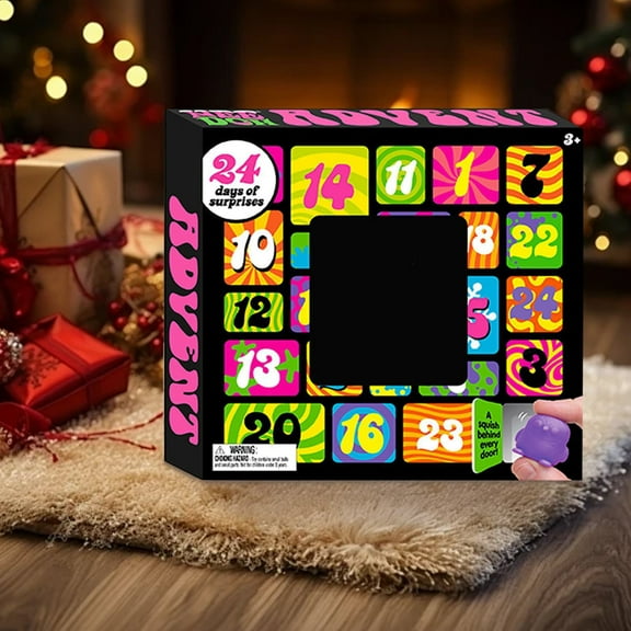 Squeeze Toy Squishy 24-Piece 3D Animal Squeeze Toy Advent Calendar, Random Animal Blind Box Holiday Countdown Sensory Fidget Toy Set STYLE #C Multicolor