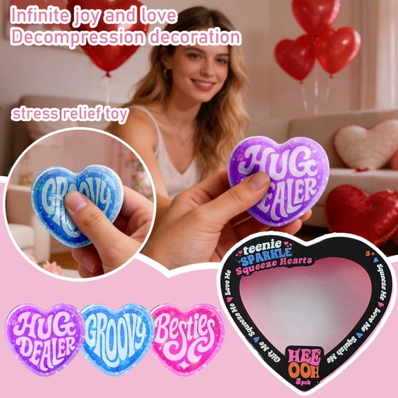Squeeze Toy Squishy Valentine Day Squishy Toy Set 3-Pack Gift Box Soft Squeeze Stress Reliever Sensory Fidget Toy Party STYLE #E A