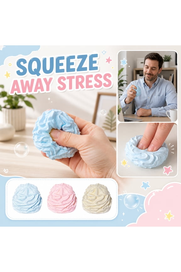 Squeeze Toys, Cream Roll Squeeze Toys, Squishies Slow Rising, Stress Squeeze Toys, 4 Inch White Whipped Cream Squeeze Toys, Soft Silicone Rubber Squeeze Toys for Tension Release