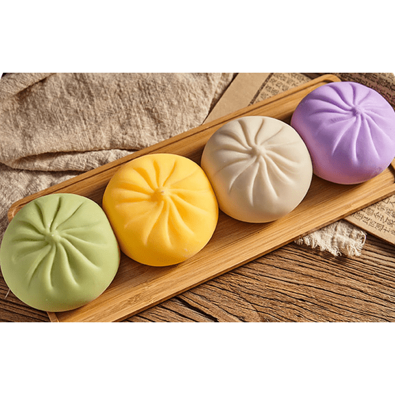 Squeeze Toys,Large Steamed Stuffed Dumpling Bun, Squeeze Ball for Anxiety Relief, Focus on Birthday, Party (4 Colors)