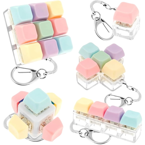Squeeze Toys Pack 5 Piece Pastel Mechanical Keyboard Clickers for Relaxation Desk Use