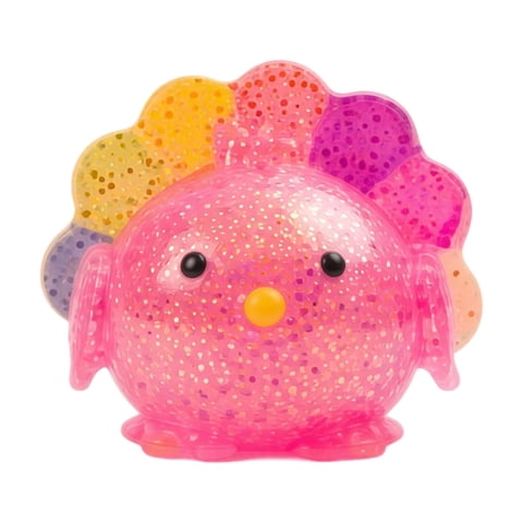 Squeeze Toys Stress Ball Fidget Toys Stress Relief Toys Sensory Toys, Turkey Squeeze with Glitter Fan Tail in Silicone, 3.3in, 1pc