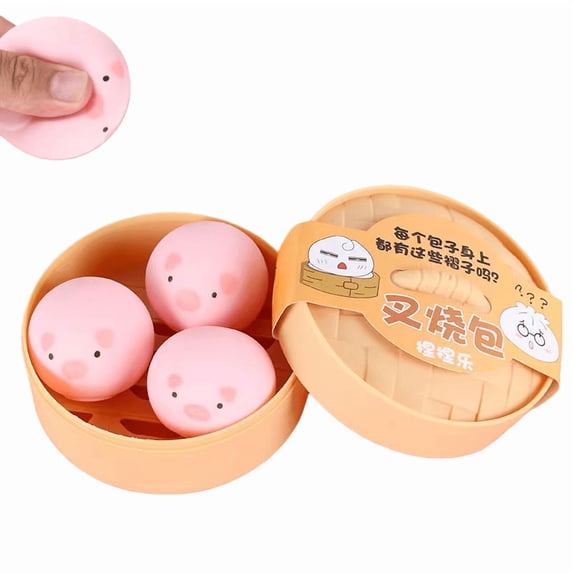 Silicone Stress Relief Squeeze Toys, Soft Slow Rising Fidget Buns, Realistic Dim Sum Shape Stress Ball Set for Adults