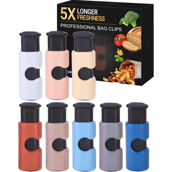 - Squeeze and Lock Bread Bag Clips, 2.4 Inch, 8 Pack