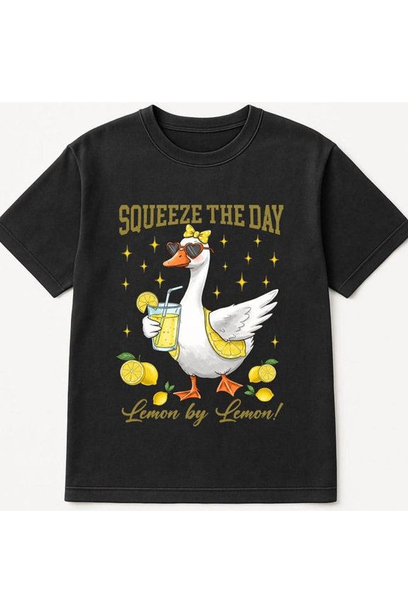 Squeeze the Day Goose S1Hirt, Lemon bemon Funnummer T1EE, WhimsiC1Al Duck Graphic, Citrus Aesthetic Vibe Top