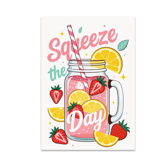 Squeeze the Day Summer Fruit Drink Art - Kitchen Decor - 13x19 Poster Print