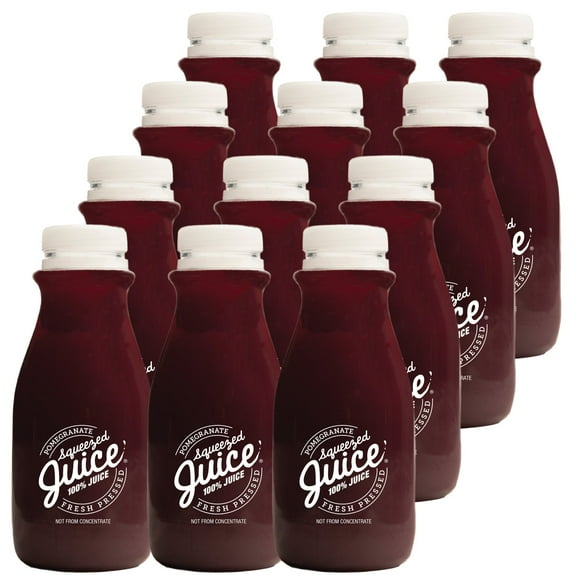 Squeezed Juice 100% Pomegranate Juice, 11 oz, (2) 6 Pack Bottles, 12 Bottles