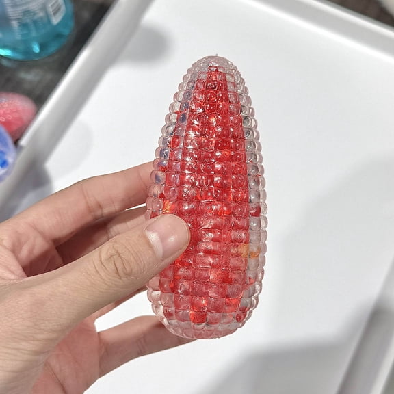 Squeezing Crystal Corn Ball - Clear Vegetable Shaped Relaxation Piece for Anxiety Relief Home Office Desk Decor