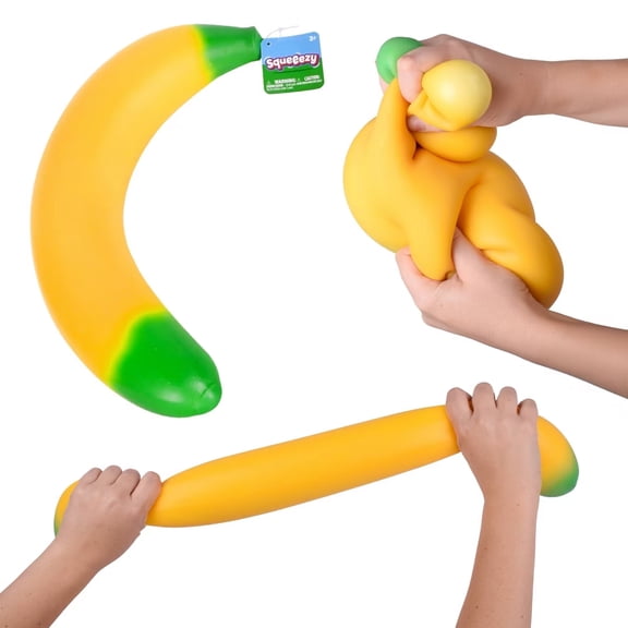 Squeezy Banana - 14 Inch Ultra-Soft Slow Rising Jumbo Squishy Banana, Stress Relief Toy for Adults, Focus & Relaxation