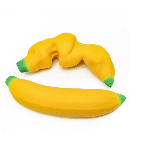 Squeezy Banana 2-Pack, Jumbo Squishy Banana for Stress Relief, Ultra-Soft Slow Rising Large Fruit Squeeze, Focus & Relaxation for Adults