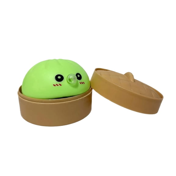 Squeezy Bubble-Popping Dumpling Squishy Toys - Realistic Steamed Bao Bun with Bubble Pop Texture, Fun Fidget with Decorative Steamer Box
