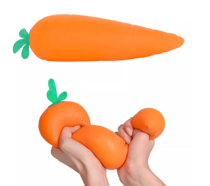 Squeezy Carrot Toys, Squeezy Sensory Toys, Slow Rising Squishy Relief Soft Tress Relief & Fidget Toys, Fruit Toys