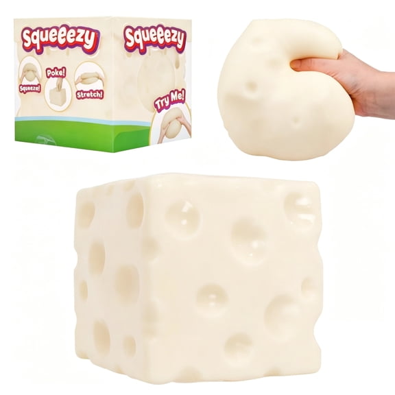 Squeezy Cheese Block - 3 Inch Ultra-Soft Slow Rising Jumbo Squishy Cheese Block, Stress Relief Toy for Adults, Focus & Relaxation