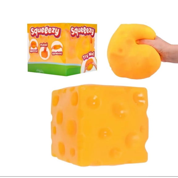 Squeezy Cheese Block - 4.72 Inch Ultra-Soft Slow Rising Jumbo Squish Cheese , Stress Relief for Adults, Focus & Relaxation