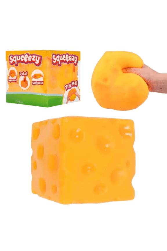 Squeezy Cheese Block - 4 Inch Ultra-Soft Slow Rising Jumbo Squishy Cheese , Stress Relief Toy for Adults, Focus & Relaxation