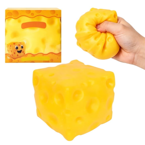 Squeezy Cheese Block - 5 Inch Ultra-Soft Slow Rising Jumbo Squishy Cheese , Stress Relief Toy for Adults, Focus & Relaxation