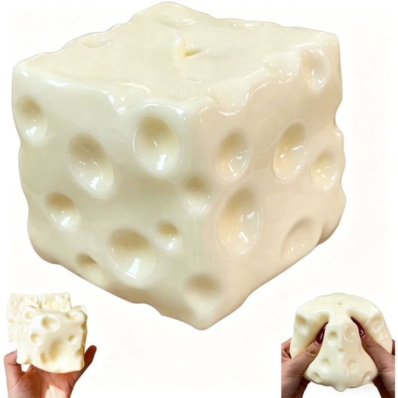 Squeezy Cheese Block - Ultra-Soft Slow Rising Coconut Oil Filled Squishy Cheese , Stress Relief Toys for Adults, Focus & Relaxation